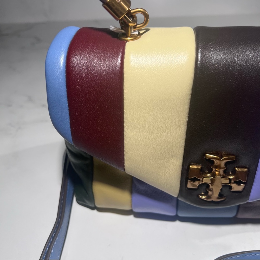 Tory Burch Kira Small Top Handle Quilted Logo Multi Leather Satchel Handbag - Picture 5 of 16